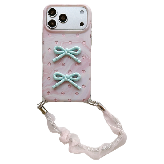 3D Bow Phone Case with Wrist Strap