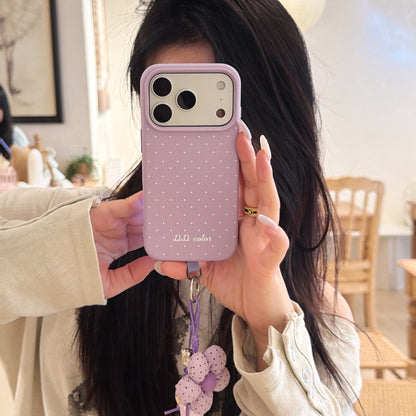 Polka Dot Phone Case with Flower Wrist Strap – 6 Color Styles