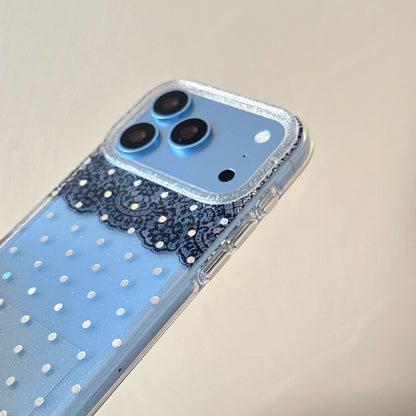 Black Lace & Silver Polka Dot Gold-Trimmed Air-Cushion Double-Sided IMD iPhone Case