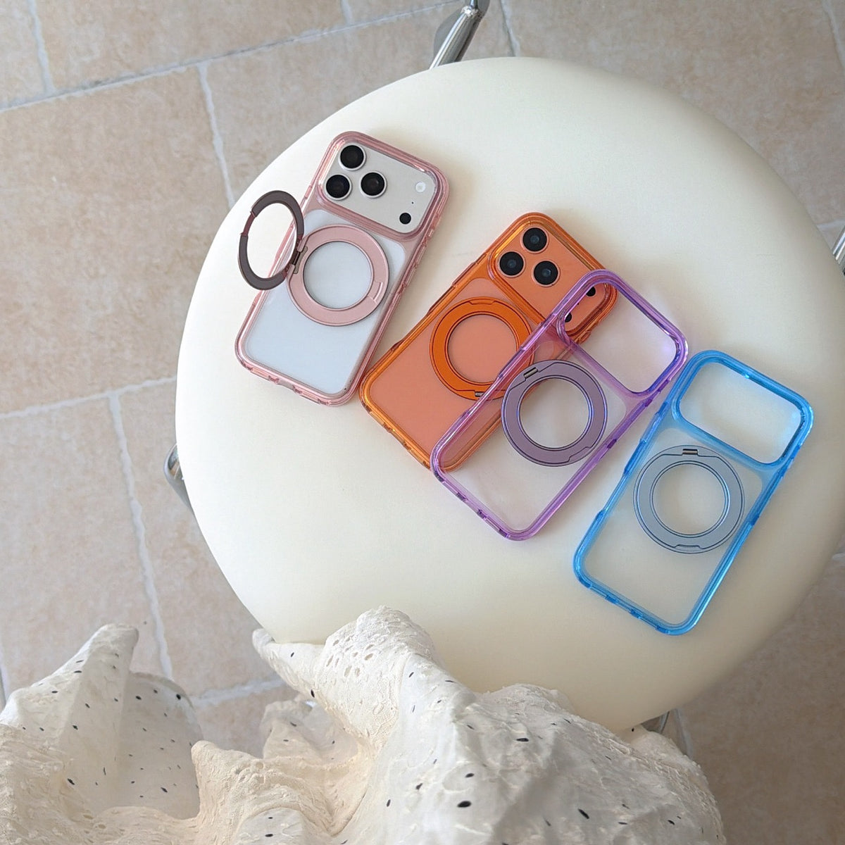 360° Rotating Ring Stand Transparent Acrylic Jelly Case