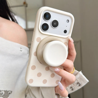 Liquid Silicone Polka Dot Stand Wrist Strap Phone Case