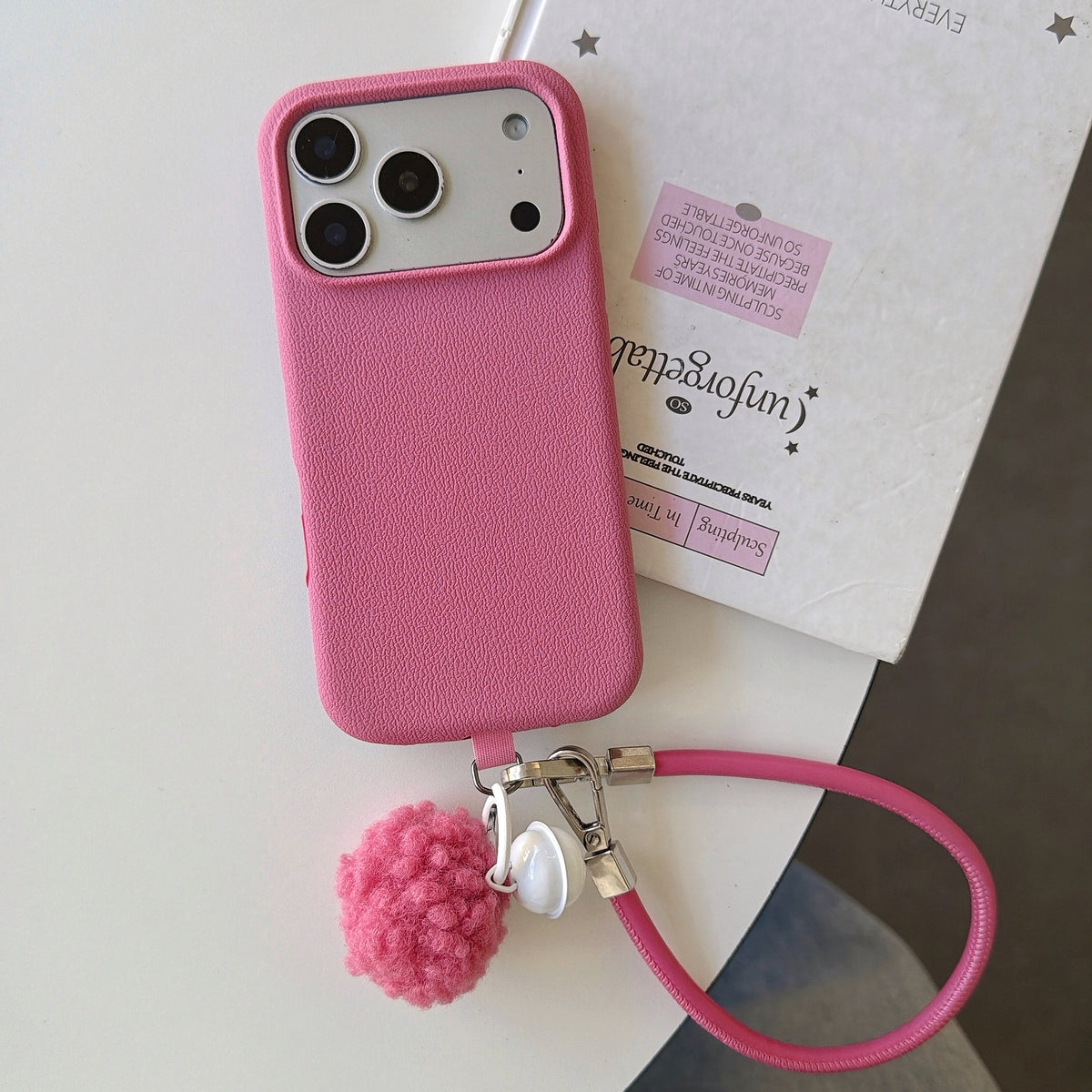 Solid Color Bell Wrist Strap Phone Case