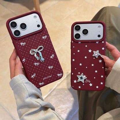 Burgundy Bow & Star Phone Case