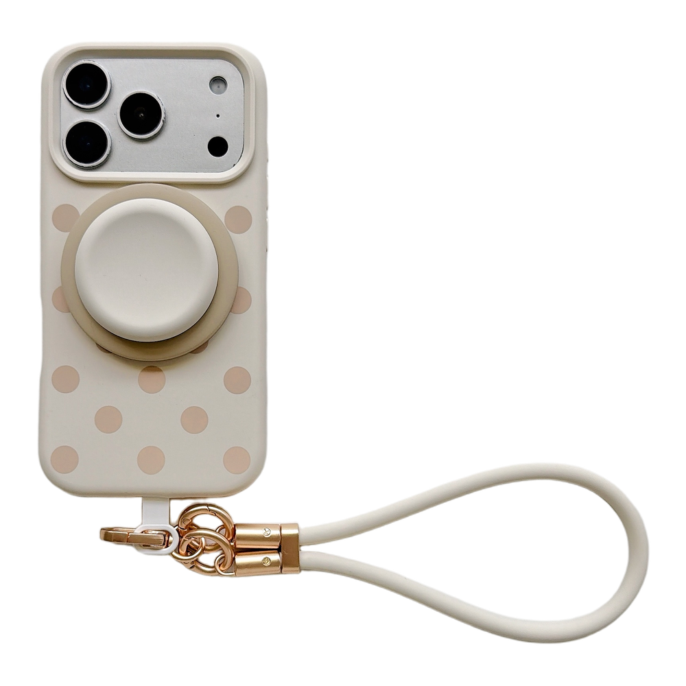 Liquid Silicone Polka Dot Stand Wrist Strap Phone Case