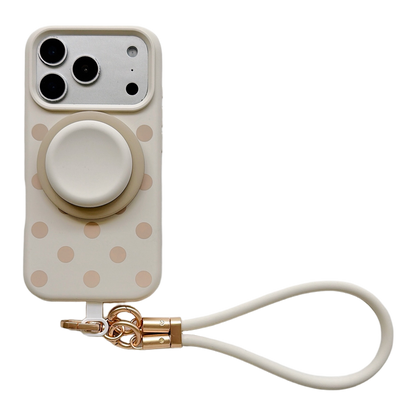 Liquid Silicone Polka Dot Stand Wrist Strap Phone Case