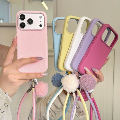 Solid Color Bell Wrist Strap Phone Case