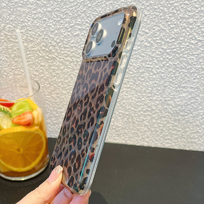 IMD Leopard Print Holographic Phone Case with Wrist Strap