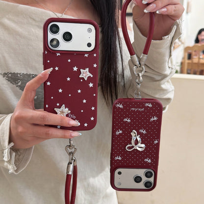 Burgundy Bow & Star Phone Case