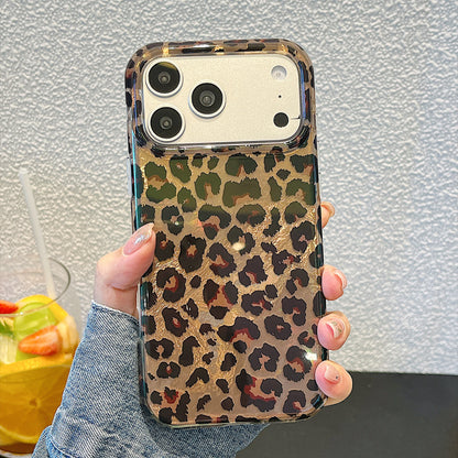 IMD Leopard Print Holographic Phone Case with Wrist Strap