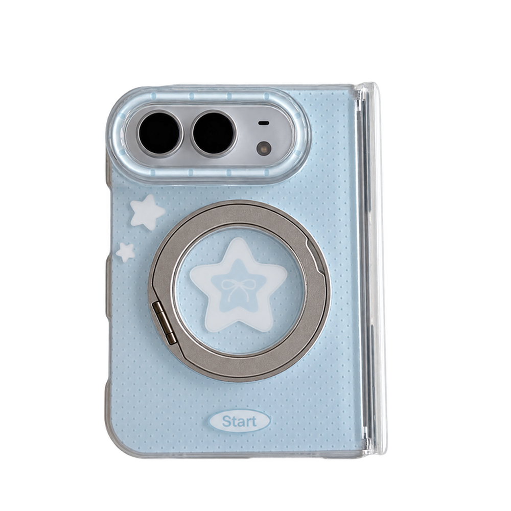 Pastel Heart & Blue Star Ring-Stand Case for iPhone 18 Duo