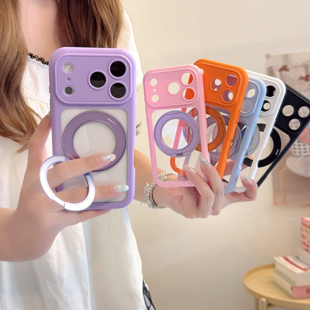360° Integrated Pivot Clear Bubble Phone Case – 6 Colors