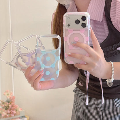 Macaron Four-Color Polka-Dot Magnetic Rounded-Edge Air-Cushion Double-Sided IMD Case