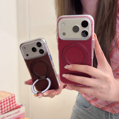 Matte Gradient 360° Ring Stand Double-Sided IMD Phone Case – Cherry Red & Caramel Brown