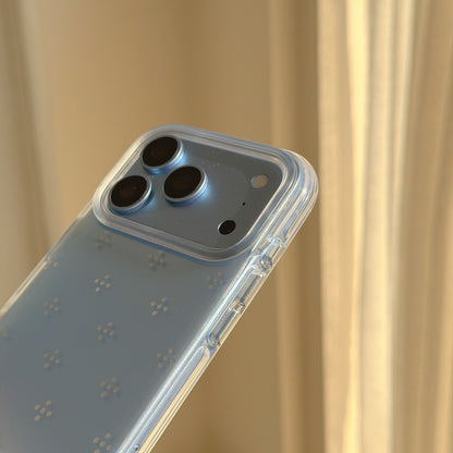 Gradient Blue Rhinestone Flower Gold-Trim Air-Cushion Double-Sided IMD iPhone Case
