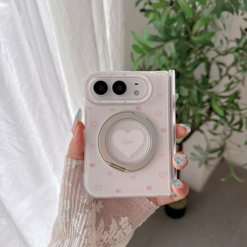 Pastel Heart & Blue Star Ring-Stand Case for iPhone 18 Duo