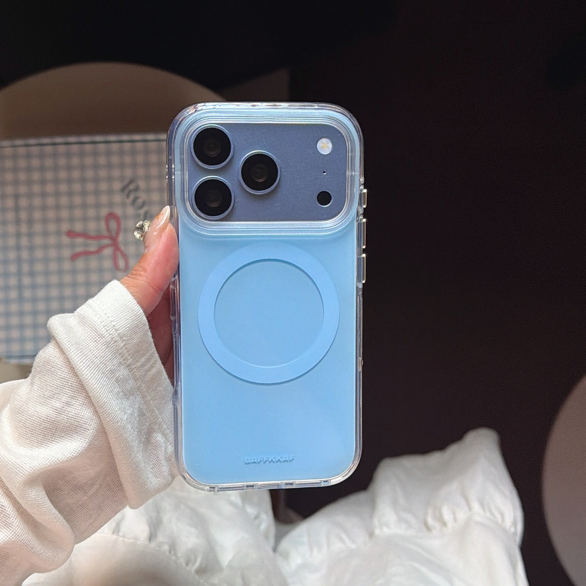 Minimalist Solid-Color Magnetic Ring Phone Case – Double-Sided IMD & 360° Air-Cushion Edges (5 Colors)