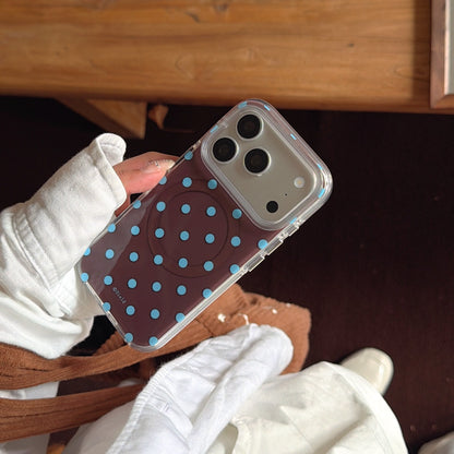Autumn Polka Dot Magnetic Ring Phone Case – Double-Sided IMD & 360° Air-Cushion Edges (3 Colors)