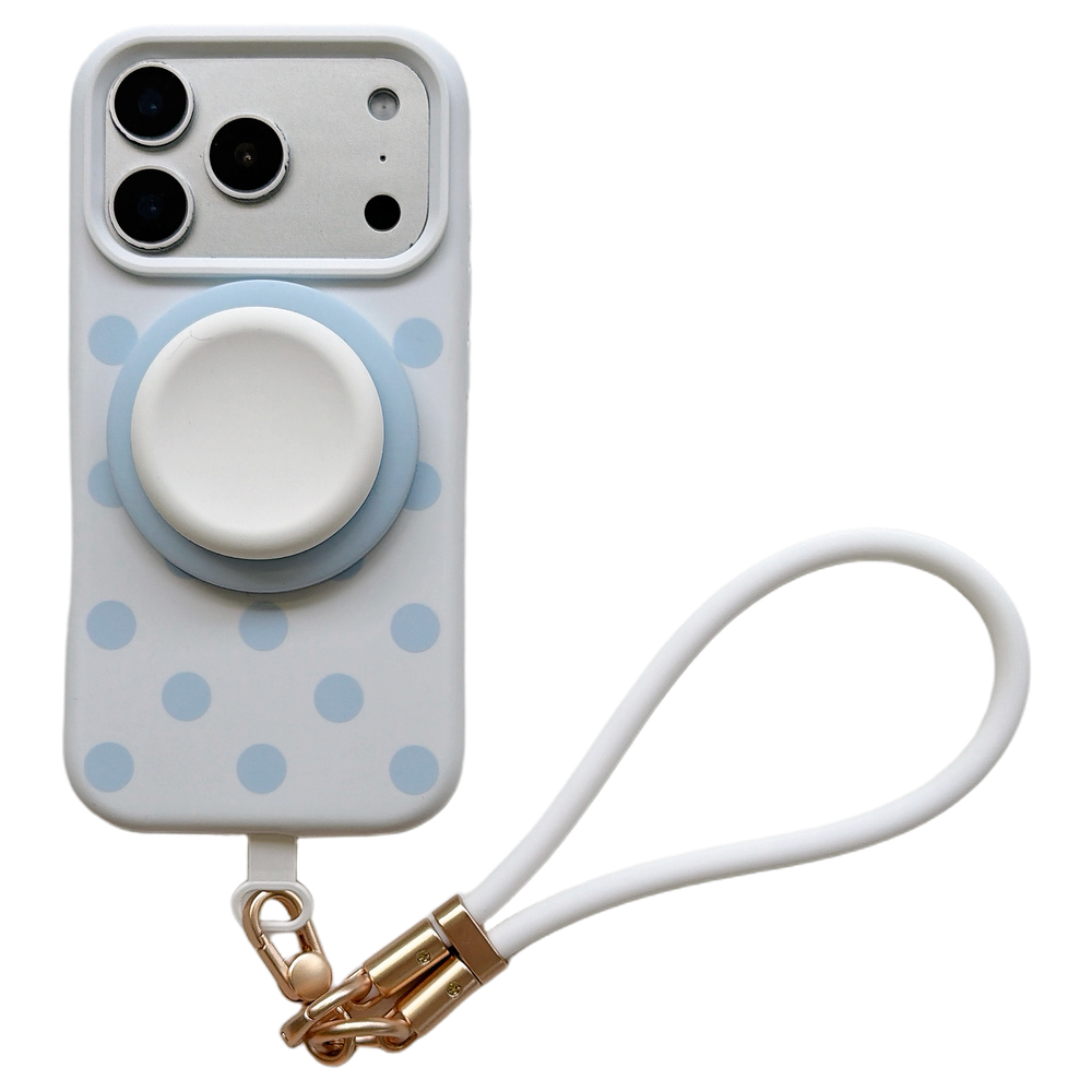 Liquid Silicone Polka Dot Stand Wrist Strap Phone Case