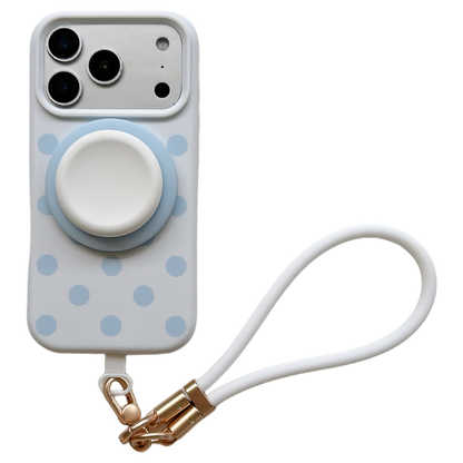 Liquid Silicone Polka Dot Stand Wrist Strap Phone Case