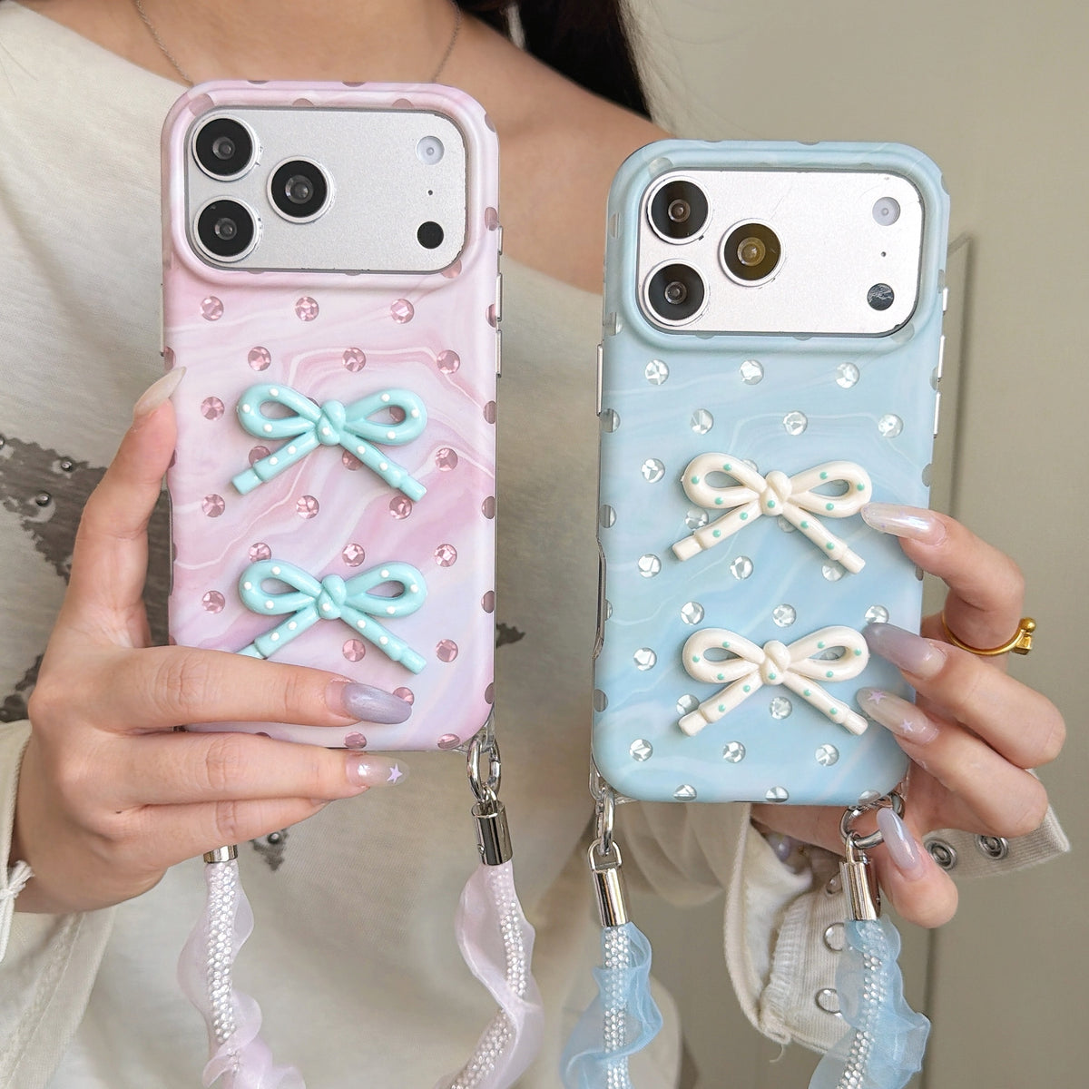 3D Bow Phone Case with Wrist Strap