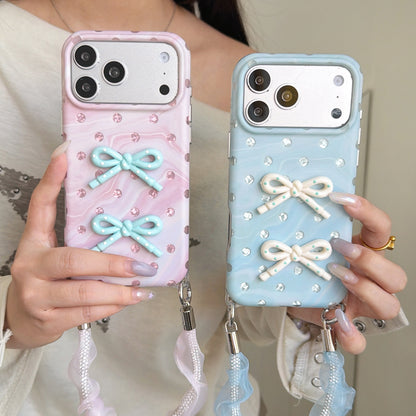 3D Bow Phone Case with Wrist Strap