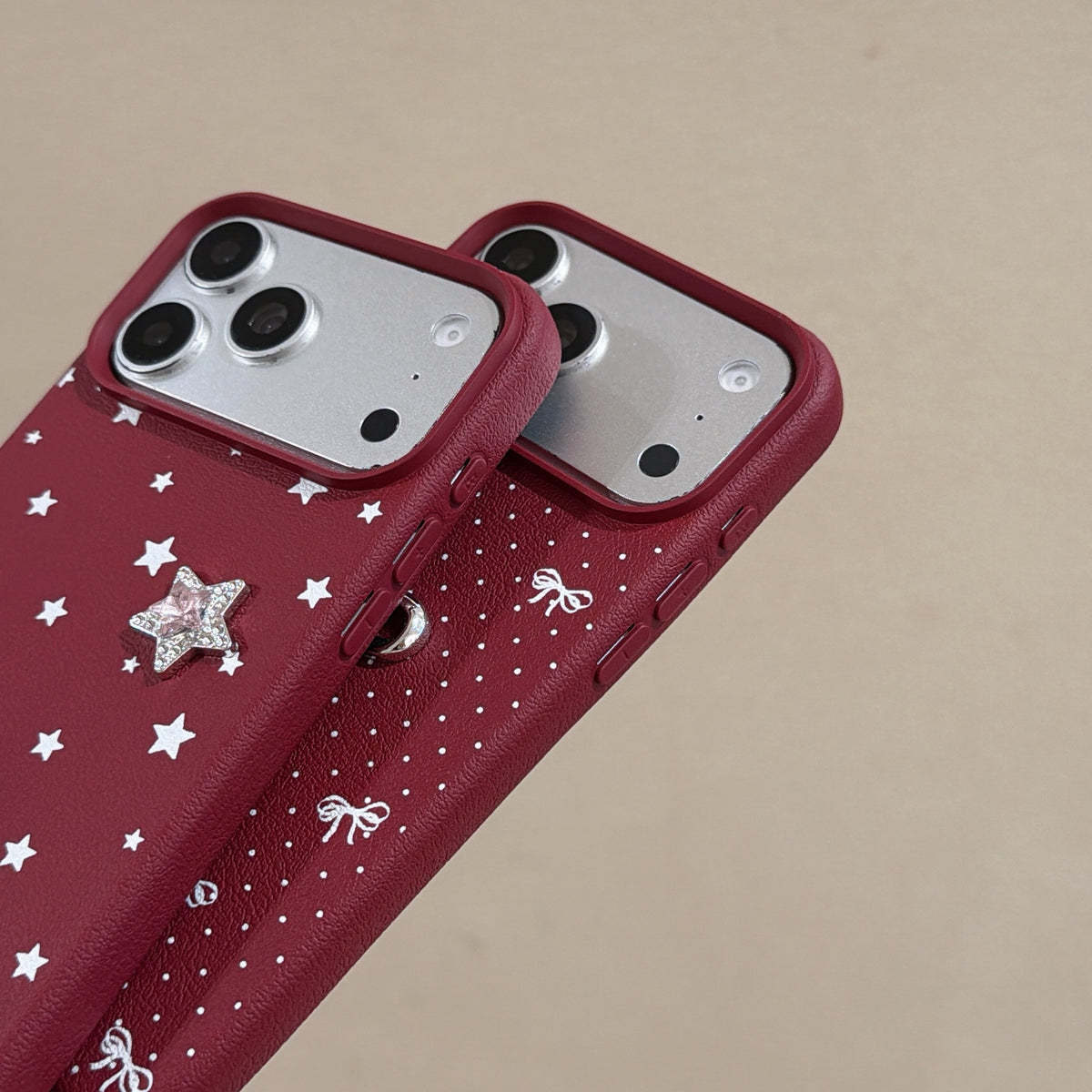 Burgundy Bow & Star Phone Case