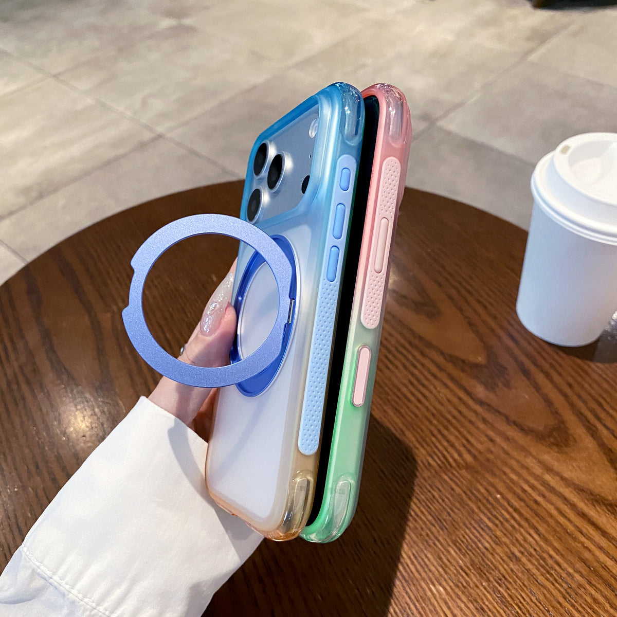 Four-Color Gradient Air-Cushion Ring Stand Case