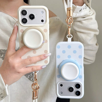 Liquid Silicone Polka Dot Stand Wrist Strap Phone Case