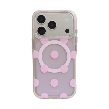 Macaron Four-Color Polka-Dot Magnetic Rounded-Edge Air-Cushion Double-Sided IMD Case