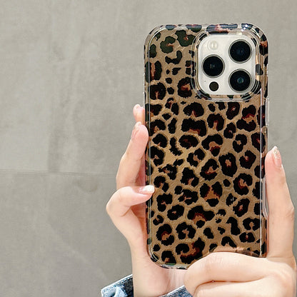 IMD Leopard Print Holographic Phone Case with Wrist Strap