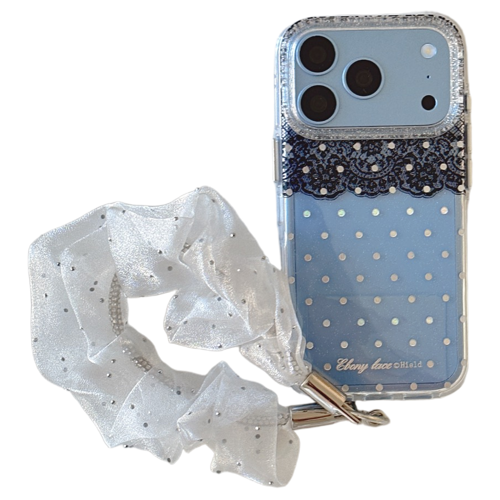 Black Lace & Silver Polka Dot Gold-Trimmed Air-Cushion Double-Sided IMD iPhone Case