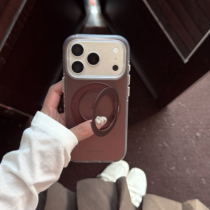 Matte Gradient 360° Ring Stand Double-Sided IMD Phone Case – Cherry Red & Caramel Brown
