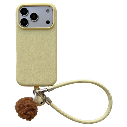Solid Color Bell Wrist Strap Phone Case