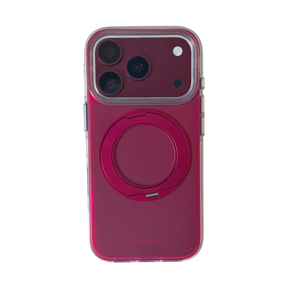 Matte Gradient 360° Ring Stand Double-Sided IMD Phone Case – Cherry Red & Caramel Brown