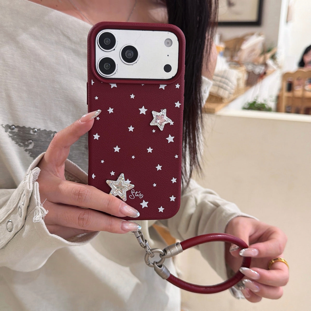 Burgundy Bow & Star Phone Case