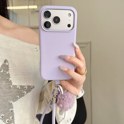 Solid Color Bell Wrist Strap Phone Case