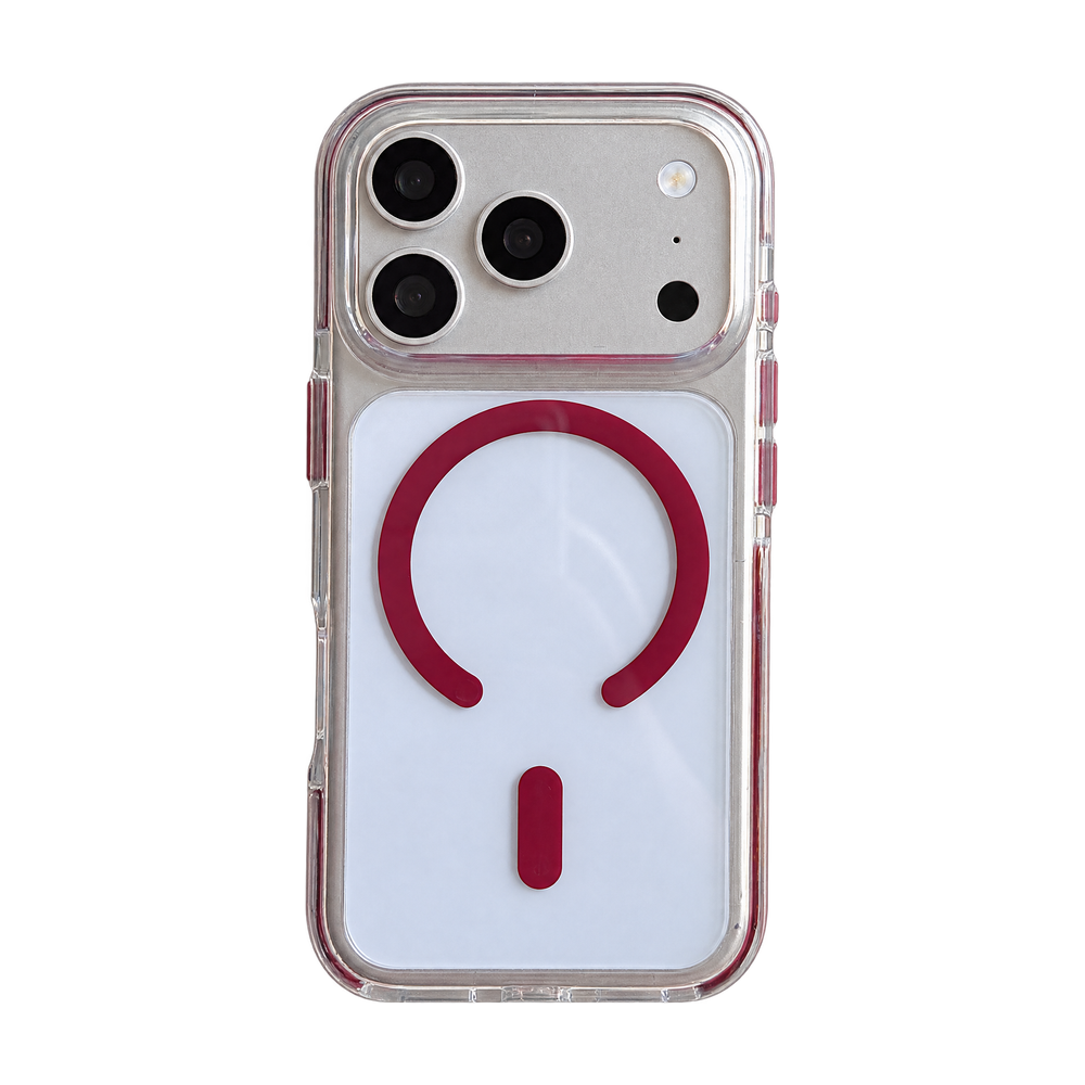 Clear Case with Cherry-Red Hinged Ring Detail – 11 iPhone Models