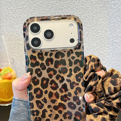IMD Leopard Print Holographic Phone Case with Wrist Strap
