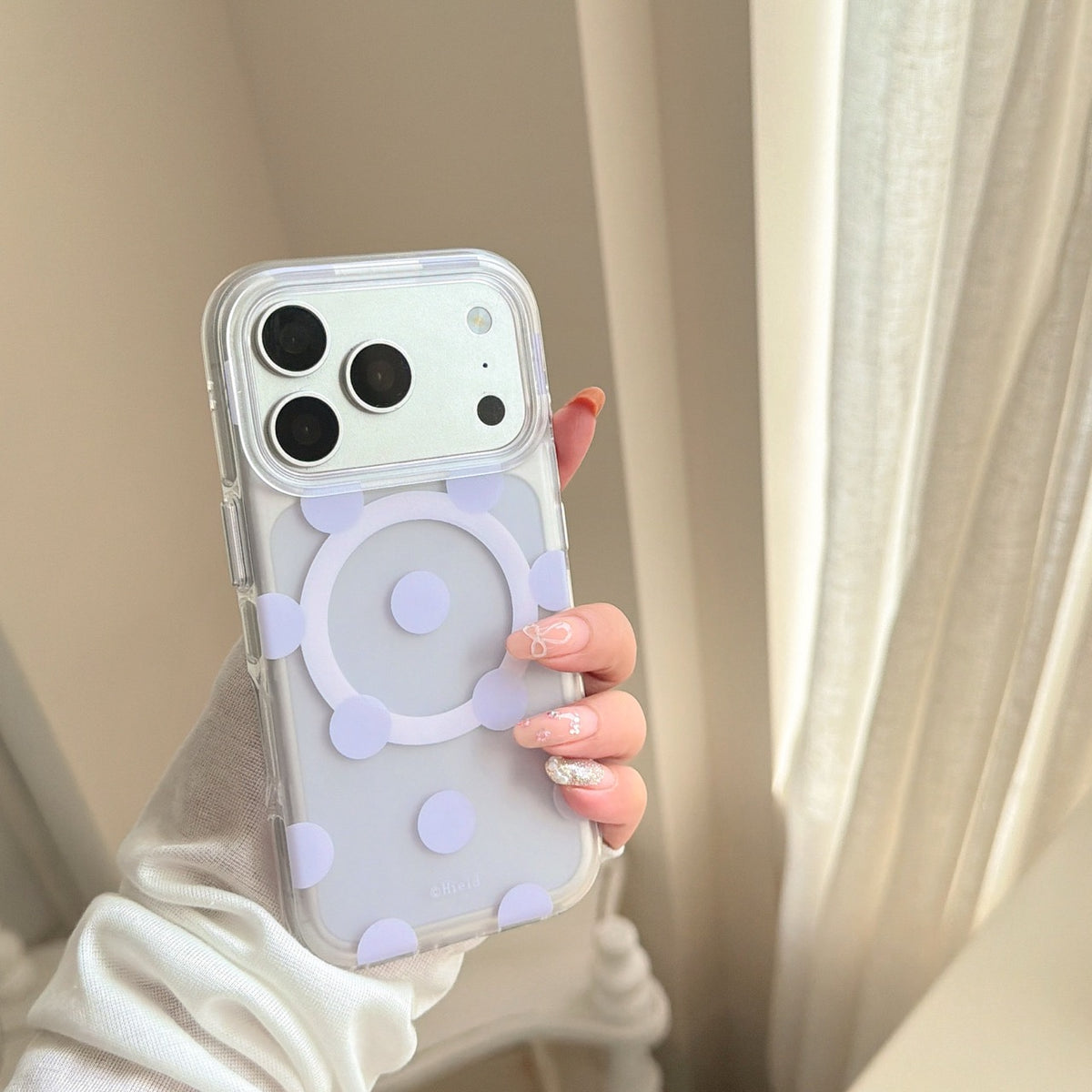 Macaron Four-Color Polka-Dot Magnetic Rounded-Edge Air-Cushion Double-Sided IMD Case