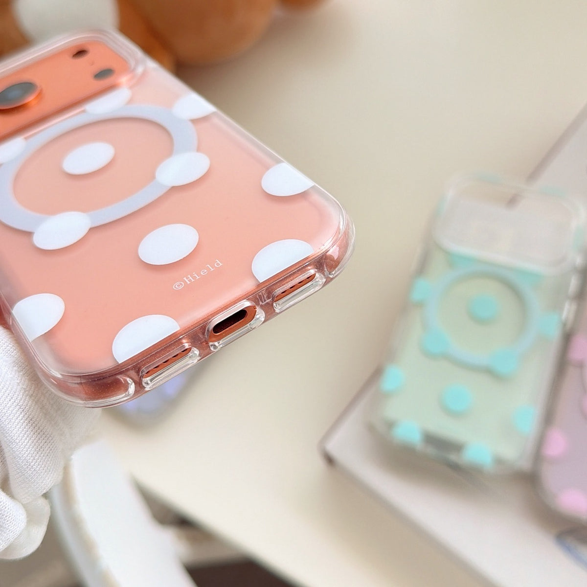 Macaron Four-Color Polka-Dot Magnetic Rounded-Edge Air-Cushion Double-Sided IMD Case
