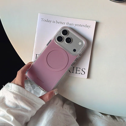 Minimalist Solid-Color Magnetic Ring Phone Case – Double-Sided IMD & 360° Air-Cushion Edges (5 Colors)