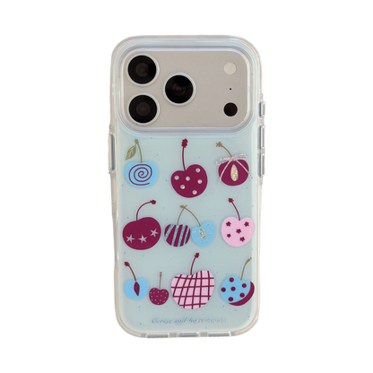 Vintage Textured Cherry Gold-Trim Round-Edge Air-Cushion Double-Sided IMD Phone Case