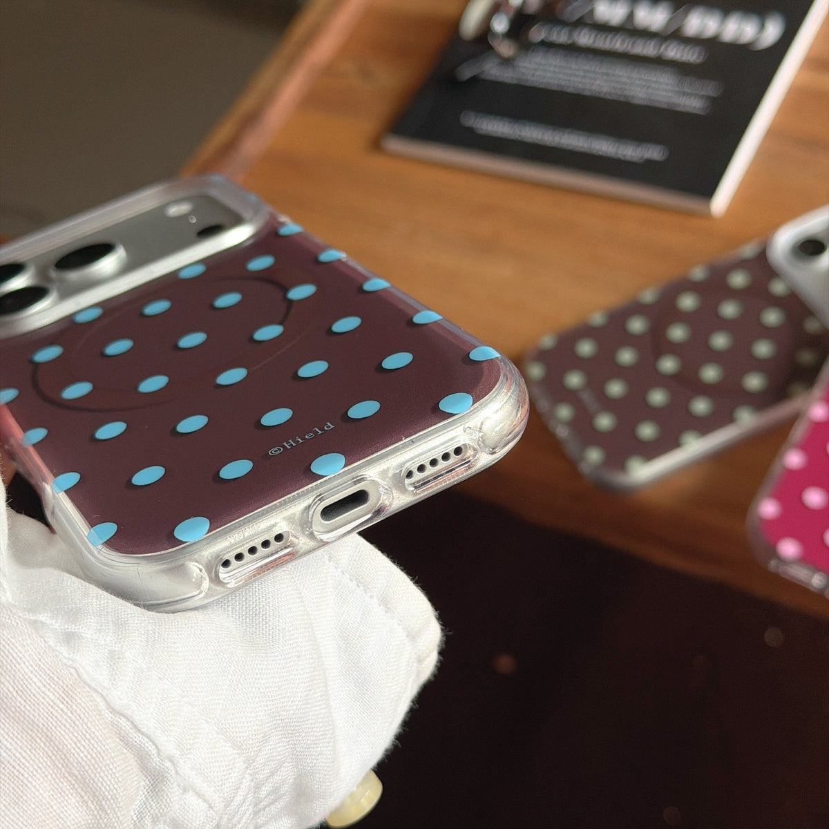 Autumn Polka Dot Magnetic Ring Phone Case – Double-Sided IMD & 360° Air-Cushion Edges (3 Colors)