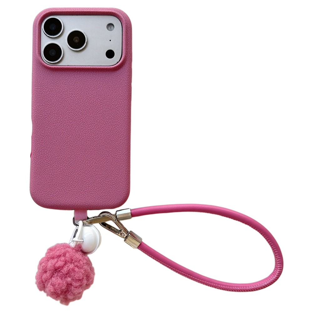 Solid Color Bell Wrist Strap Phone Case