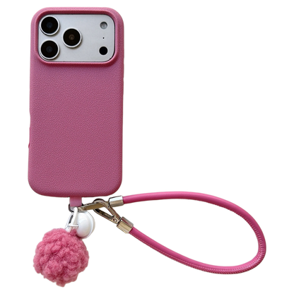 Solid Color Bell Wrist Strap Phone Case