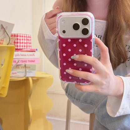 Autumn Polka Dot Magnetic Ring Phone Case – Double-Sided IMD & 360° Air-Cushion Edges (3 Colors)