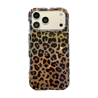 IMD Leopard Print Holographic Phone Case with Wrist Strap