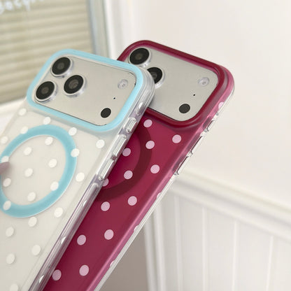 Polka Dot Phone Case with Ruffled Wrist Strap
