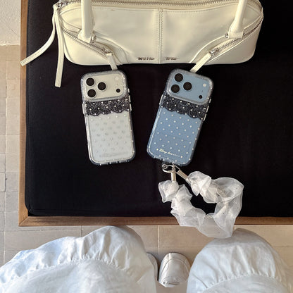 Black Lace & Silver Polka Dot Gold-Trimmed Air-Cushion Double-Sided IMD iPhone Case