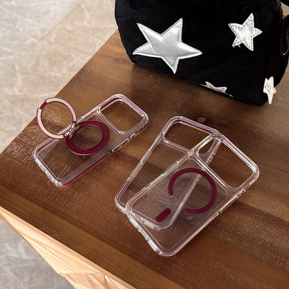 Clear Case with Cherry-Red Hinged Ring Detail – 11 iPhone Models